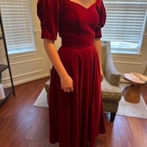 Laura Ashley Deep Red Midi Dress